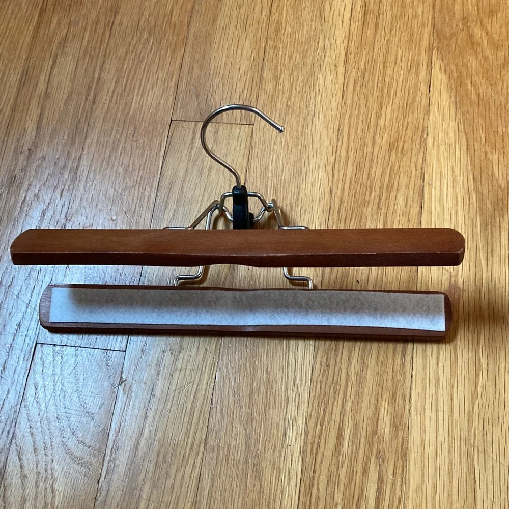 Wooden Pants Hangers with Metal Hooks - Set of 2